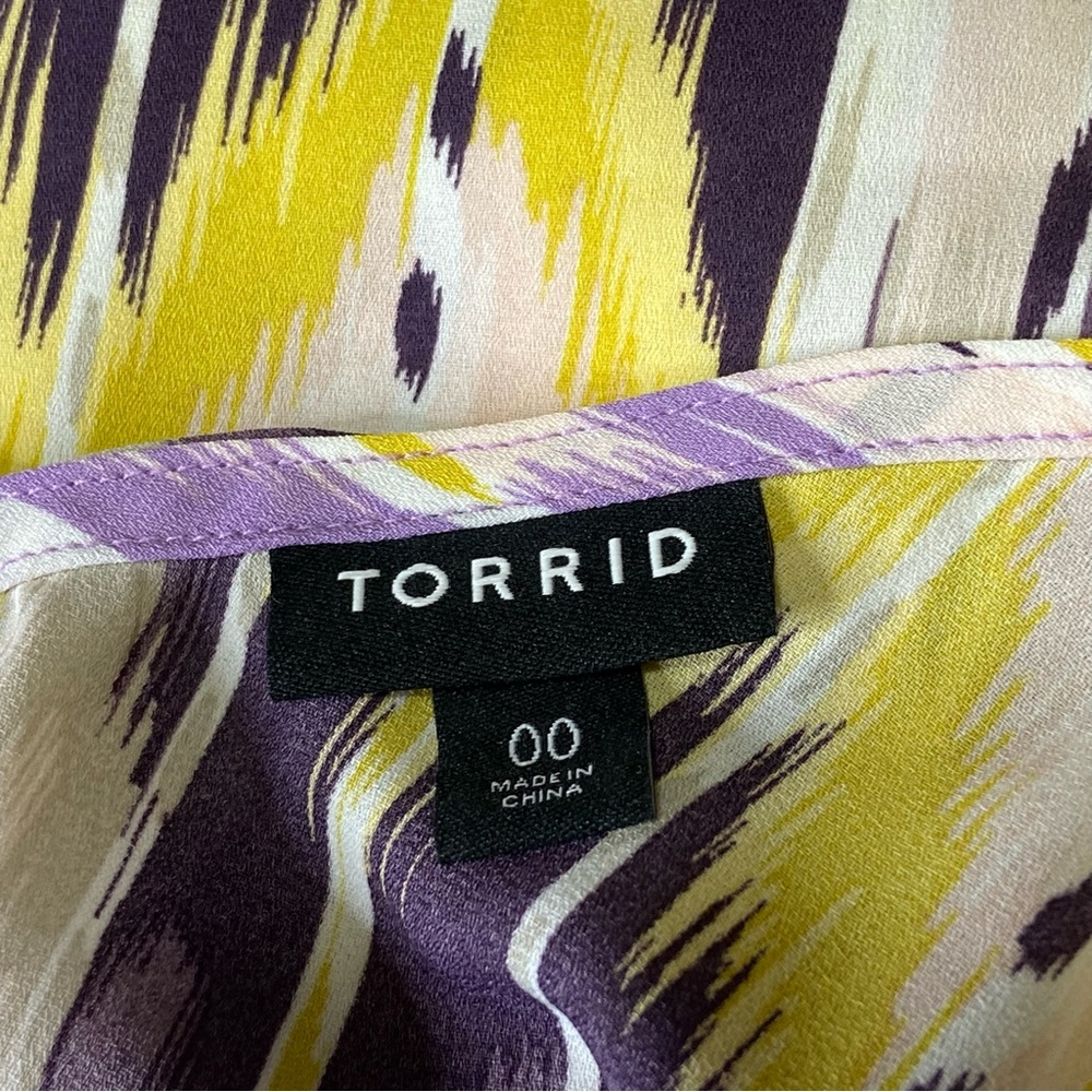TORRID Peplum Tank Top Georgette Tie Front Cami Abstract Size 00 - Picture 9 of 13